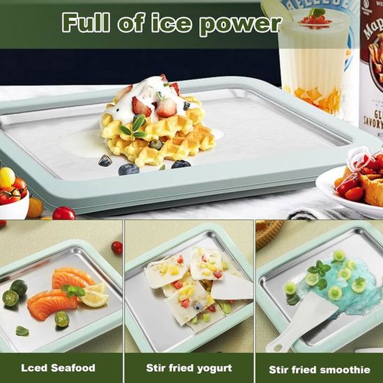 Machine à Crème Glacée Instantanée Ledebouk - Plaque Ice Roll Avec 2 Spatules En Acier Inoxydable