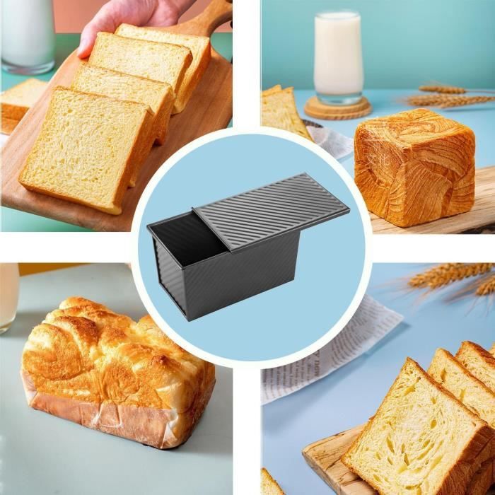 Moule à Pain 2 Pièces Antiadhésif Acier Carbone + Accessoires - Moule Cake Toast Avec Pinceau Et Spatules Silicone
