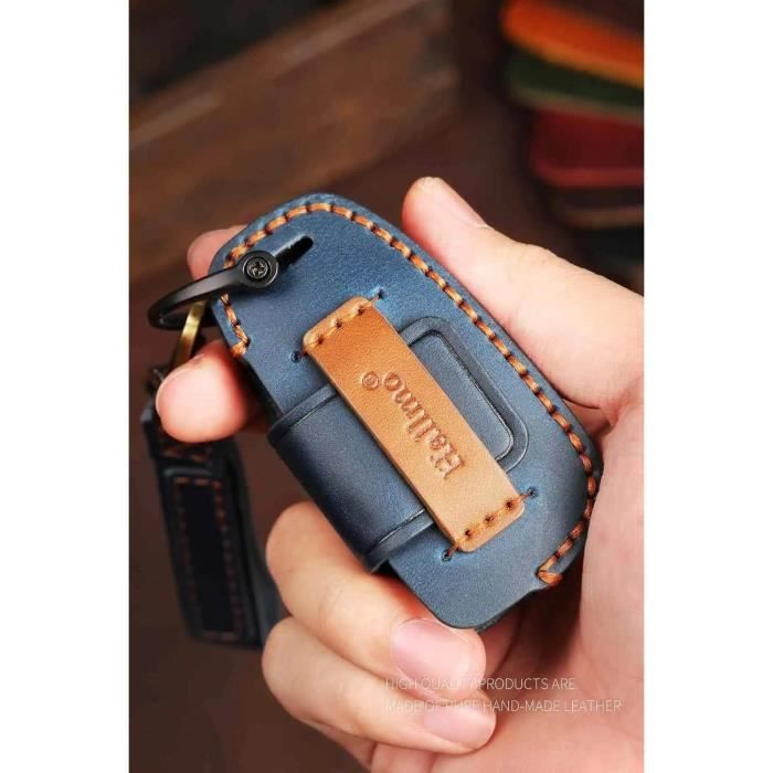 Housse de protection pour clé de voiture- Porte clés en cuir véritable