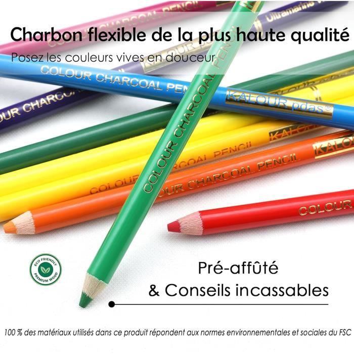 KALOUR PDAS Lot de 24 crayons de couleur pastel pour dessin, croquis