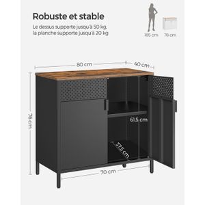 Buffet industriel en métal noir 4 portes vitrées SLATE - 3067