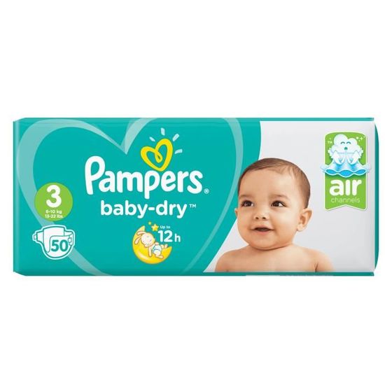 PAMPERS Baby-dry couches taille 3 (6 à 10kg) 102 couches pas cher 