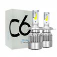 Paire d'ampoules LED H4 C6 pour phares de voiture moto 3800LM 36W lum. blanche-0