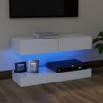 6402Better- TV Stand - Table de Salon Moderne,Meuble TV Scandinave,Meuble HI-FI avec lumières LED Blanc 90x35 cm-0