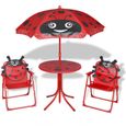 vidaXL Jeu de bistro avec parasol pour enfants 3 pcs Rouge-0