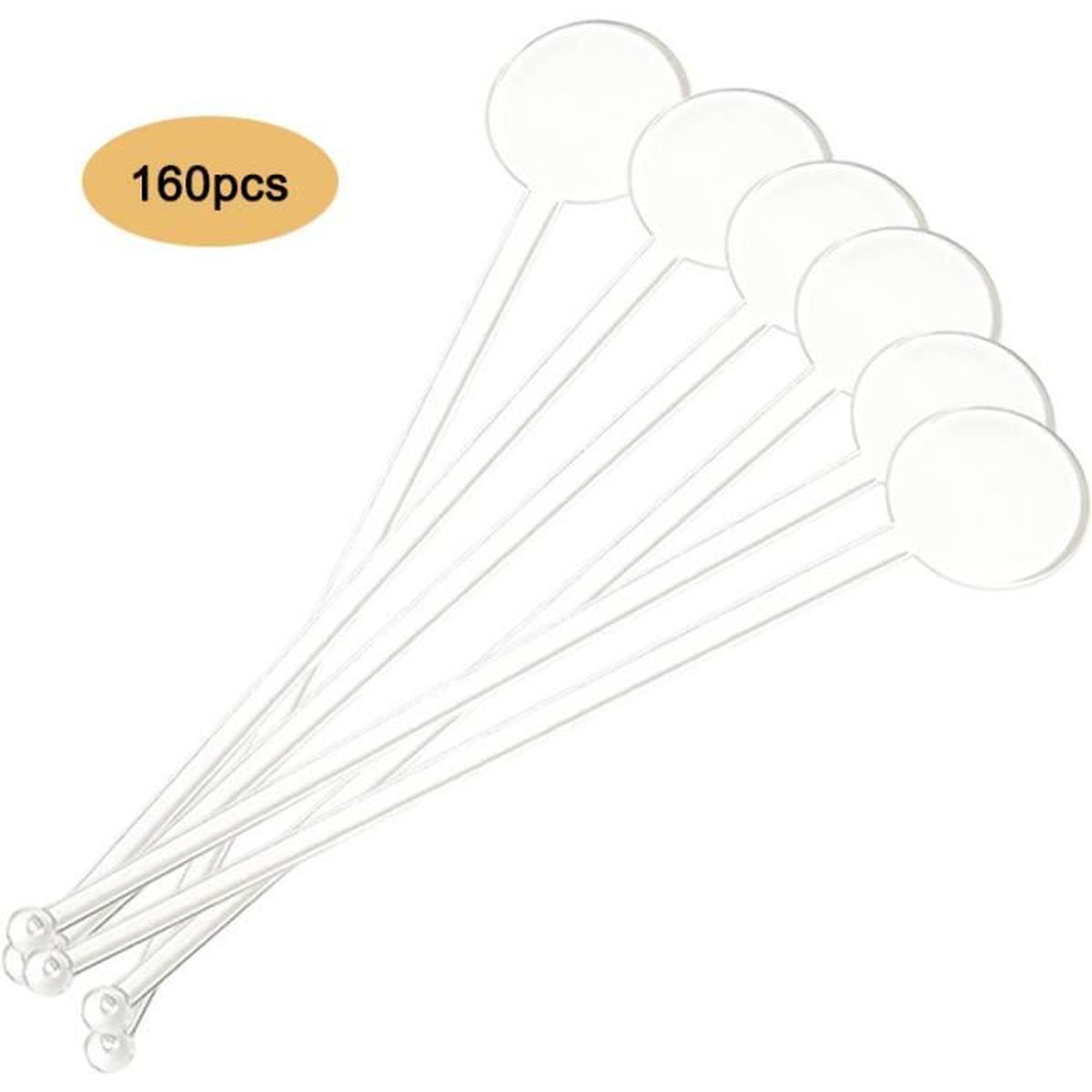 Cocktail Swizzle Stick 18cm Disc Top Drink Stirrers Plastic Coffee