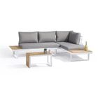 Salon de jardin modulable - Aluminium - DCB GARDEN - 4 places - TOKYO - Blanc et bois d'acacia