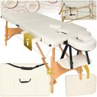 Table de massage - TECTAKE - Table de soin FREDDI 2 zones pliante et réglable en hauteur 210 x 95 x 62 - 84 cm - Beige
