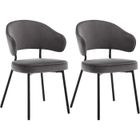 WOLTU Lot de 2 Chaises Salle à Manger avec Dossier, Chaise de Cuisine Scandinave Velours, Pieds en Métal, Gris foncé W0ATT0080-2