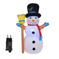 Bonhomme de neige gonflable de Noël exploser le bonhomme de neige tenant le balai avec le style de lumières LED rotatif 1