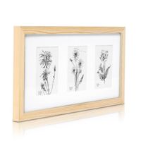 Cadre rectangulaire multi photo pour 3 Photos 10 x 15 cm Bois de Pin Massif Vitre en Plexiglas - Non Peint