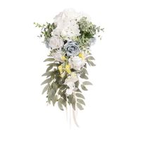 Bouquet de gouttes d'eau de roses bleues et blanches, fleurs artificielles pour demoiselles d'honneur, pour mariage