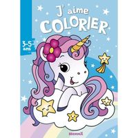 Hemma - J'aime colorier - Licorne sur fond bleu- Livre de coloriage  Dès 3 ans -  - 