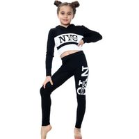 Ensemble t-shirt court à capuche et legging imprimé NYC Brooklyn pour fille 7-13 ans