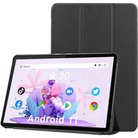 SANNUO Tablette Tactile 10 Pouces-8 Go RAM-64 Go ROM-Android 10-Avec étui en cuir-noir