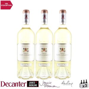 VIN ROUGE Château Pape Clément Pessac-Léognan Blanc 2018 - Lot de 3x75cl - Vin AOC Blanc de Bordeaux - 92-100 Decanter - Cépages Sémillon,