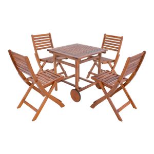 Ensemble table et chaise de jardin Salon de jardin 5 pièces Ancarano bois d'acacia naturel