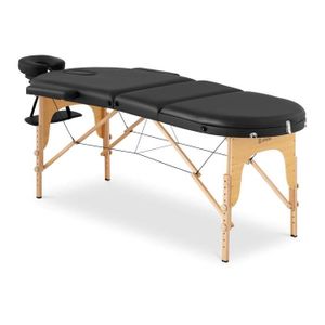 TABLE DE MASSAGE - TABLE DE SOIN Table lit de massage pliant pliante (cadre : hetre, revetement : PVC, hauteur de la table : 630 850 mm) noir