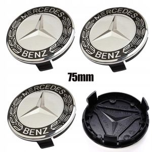 ENJOLIVEUR BEQ - 4x 75MM Noir blanc Mercedes Benz origine Logo Enjoliveurs Centre De Roue Cache Moyeu Emblème