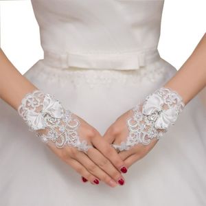 Neuf Elegant Feminin Court Dentelle Gants Costume Utilisable en blanc D8H8 