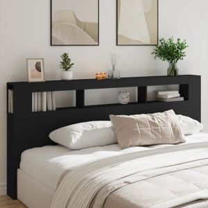 TÊTE DE LIT Tête de lit à LED noir 220x18,5x103,5 cm bois d'ingénierie - DRFEIFY - Contemporain - Design