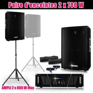 PACK SONO Pack SONO 2 enceintes 2x700W AMP-1000 Pieds+cables