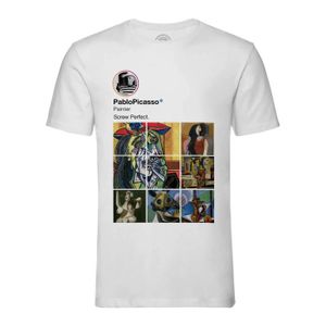 T-SHIRT T-shirt Homme Col Rond Blanc Picasso Réseaux Sociaux Peinture Peintre Moderne