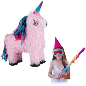 Piñata Relaxdays- Pinata Licorne à Suspendre pour Enfants à remplir Anniversaire Jeux décoration, Rose, 10026370 2201