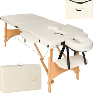 TABLE DE MASSAGE - TABLE DE SOIN TECTAKE Table de massage Portable Pliante 2 zones FREDDI Pliable et réglable en hauteur 210 x 95 x 62 - 84 cm - Beige