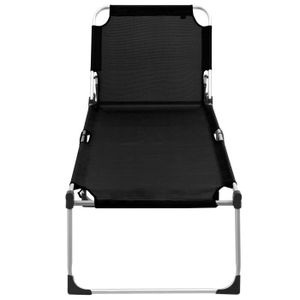 CHAISE LONGUE Chaise longue pliable extra haute pour seniors Noir Aluminium