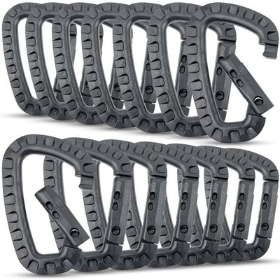 Lot De 10 Mousquetons En Alliage D'Aluminium Noir - Dimensions 48x26x4 Mm, Pour Randonnée, Camping, Bricolage
