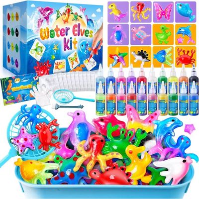 Multicolore Aquagel,Elfe d'eau Magic Water Elf,8 Bouteilles de Gel Coloré,Jouet 3D DIY Coloré d'animaux Marins,Set Créatif Deluxe - Beaux-Arts et Loisirs créatifs