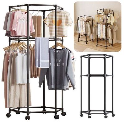 Etendoir à Linge PORTENTUM Pliable 5 Niveaux 58 Crochets - 40kg Charge, Barres INOX, Roulettes