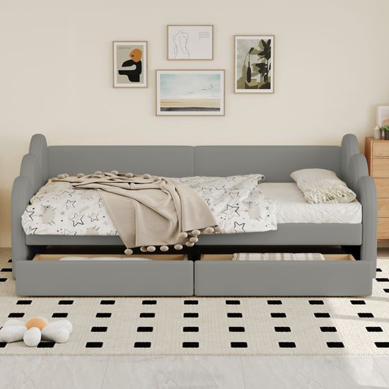 Canapé-lit Convertible 90/180x190cm - Velours, Ports USB/Type-C, Rangements - Gris, Beige Ou Gris Foncé - Charge 300kg