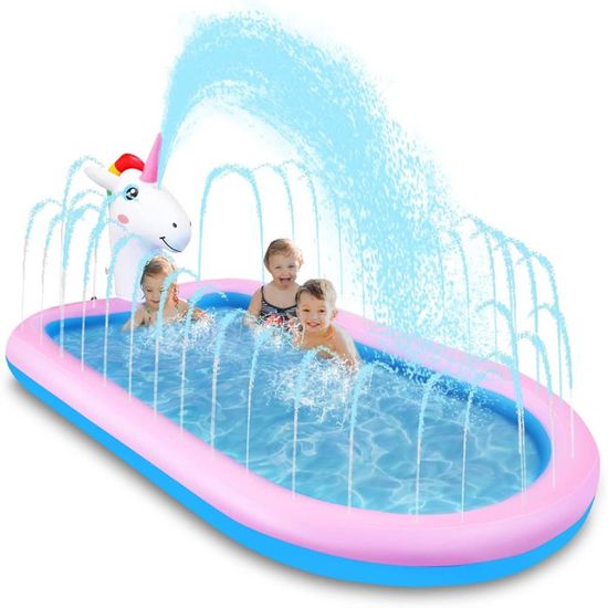 Tapis Jet D'Eau Enfants Fraise 150x130cm - Splash Pad Chien Arrosage Extérieur ZoneYan