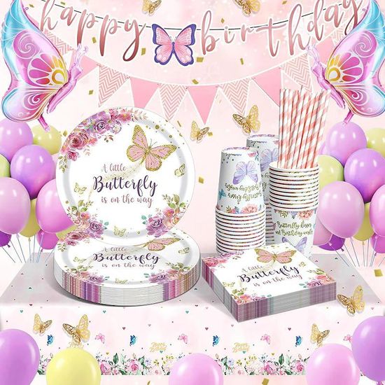 Vaisselle Jetable Anniversaire Fille 141 Pcs Rose Et Or - Kit Anniversaire Fille - Couvert