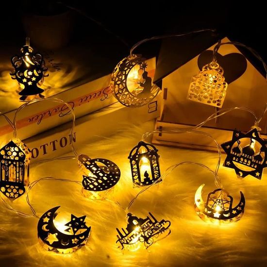Guirlande lumineuse,Ramadan décorations pour la maison Led évider marocain  lampe boule chaîne fée - Type RGB-1.5m 10leds battery - Cdiscount Maison