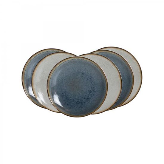 Service De Table Pour 6 Personnes, 18 Pièces Avec Fond émaillé, Assiettes En Grès Résistant Aux éclats Et Aux Rayures, Passe Au Lave-vaisselle Et Au Micro-ondes, Blanc