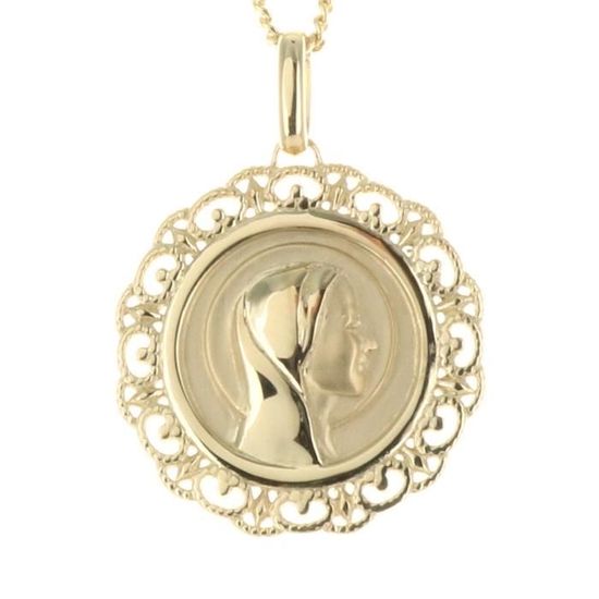 Parure Argent Vierge Marie Avec Strass - Chaîne Et Médaille, Culte Chrétien