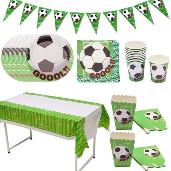 Decoration Anniversaire Foot Et Vaisselle Jetable, Assiette Anniversaire Football Garcon 9 Ans