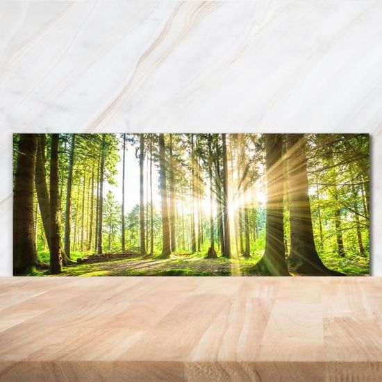 Tulup Panneaux De Cuisine Sur Verre - 125x50cm - Lumière Dorée