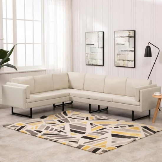 Canapé d'angle moderne-canapé de relaxation scandinave- Canapé de Salon Sofa Confortable-  Crème Tissu★5098