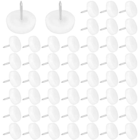 Lot 50 Patins Meubles Plastique Marron 17mm - Protection Sol Antidérapante - Clous 14mm Inclus