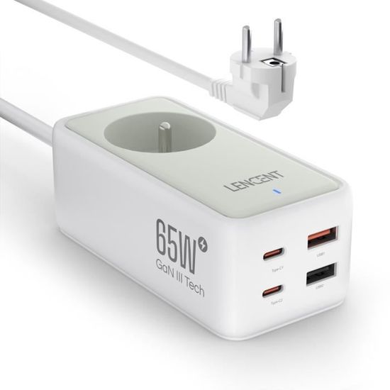 Chargeur De Voiture 6 Ports USB 66W - Avec Câble D'Extension 1.5m, Charge Rapide PD/QC3.0