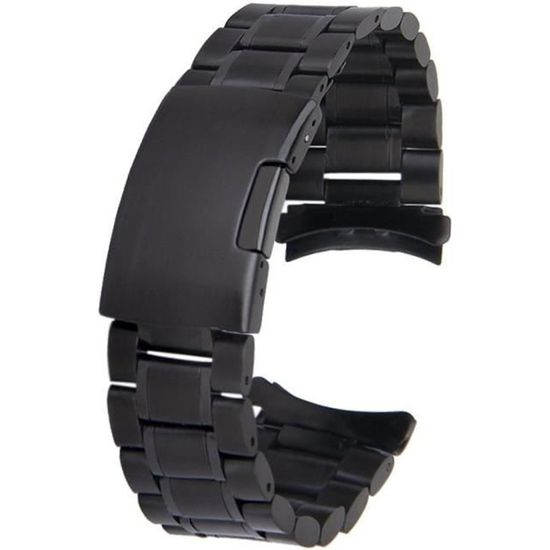 22mm Bracelet de montre en acier inoxydable avec 2 pièces barres de ressort(Noir)