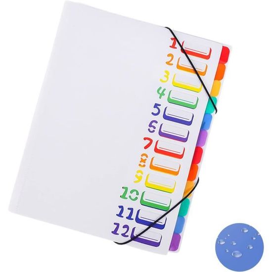 36 Pochettes Plastique A4 - 6 Couleurs - Fermeture à Pression - Pour Classeurs | AKOLAFE