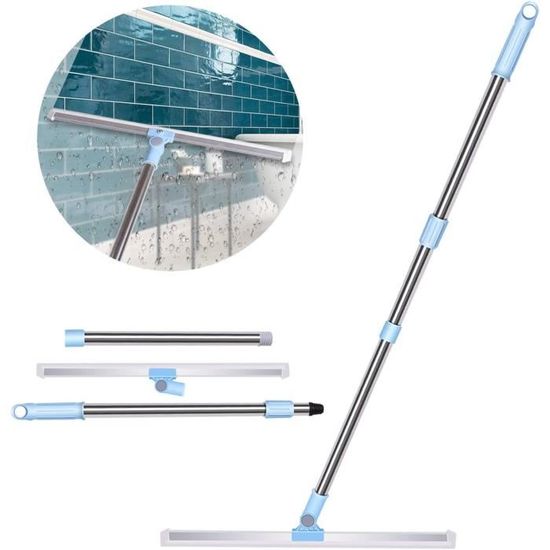 Raclette De Douche Extensible à Long Manche 29-119 Cm - Silicone Antirayures Avec Support Et Crochet Sans Perçage - Idéal Salle De Bain, Miroirs, Vitres Et Carrelage