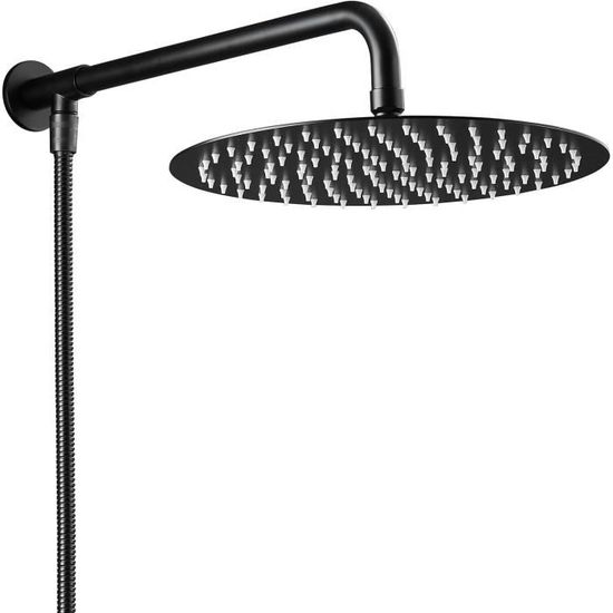 Pommeau De Douche Pluie Carré LED Noir 40x40cm - Réglable, Autonettoyant, Étanche IPX7 - Neuf Garantie 5 Ans
