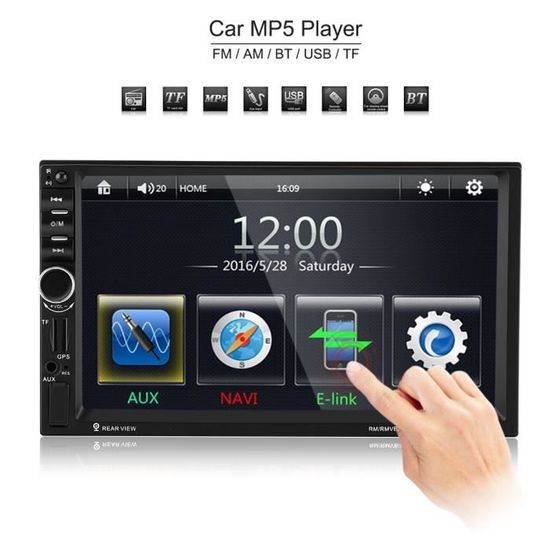 7" Autoradio HD écran Tactile Bluetooth Car MP5 Player Vidéo Stéréo FM Radio GPS USB AUX Lecteur Portable Stéréo Navigation 