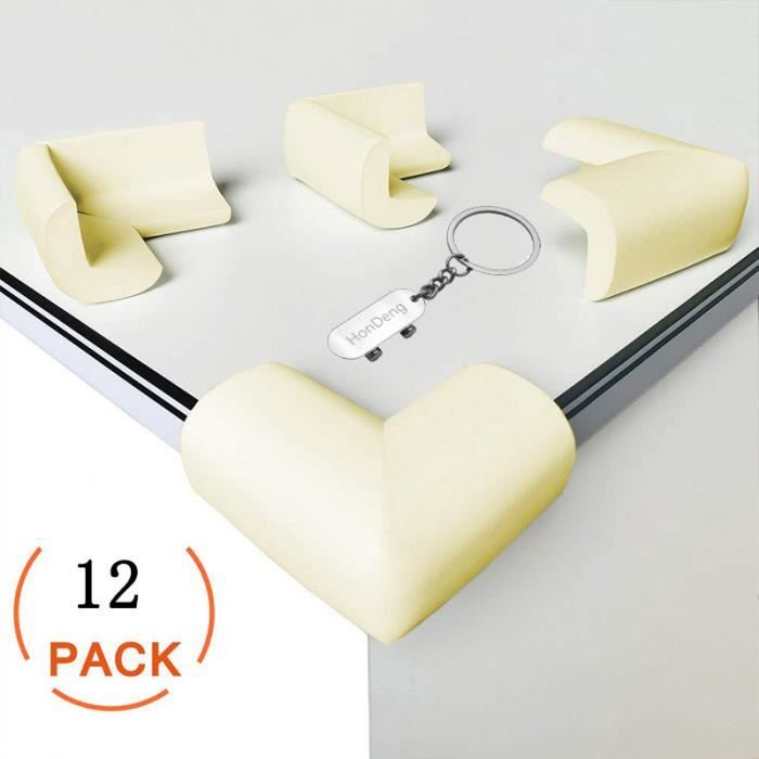 12pcs Protection Coin de Table,Mousse Souple Protection Sécurité Bébé Protege de Coins pour Tables et Tout Meubles Pointus,Beige